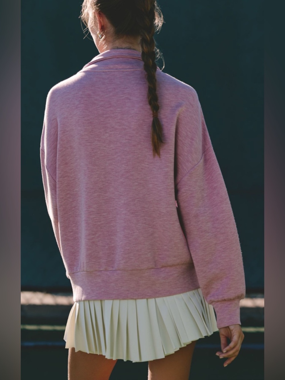 Varley | Hawley Sweat 1/2 Zip Pullover | Large | Rose Marl - Picture 3 of 13